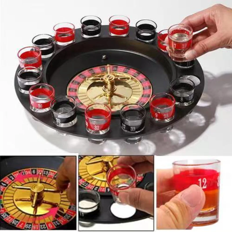 Party Games Adults Drinking - เกมดื่มเหล้ารัสเซียแบบหมุนวงล้อ 16 แก้วช็อต สำหรับผู้ใหญ่ ครอบครัว ร้านคาราโอเกะ