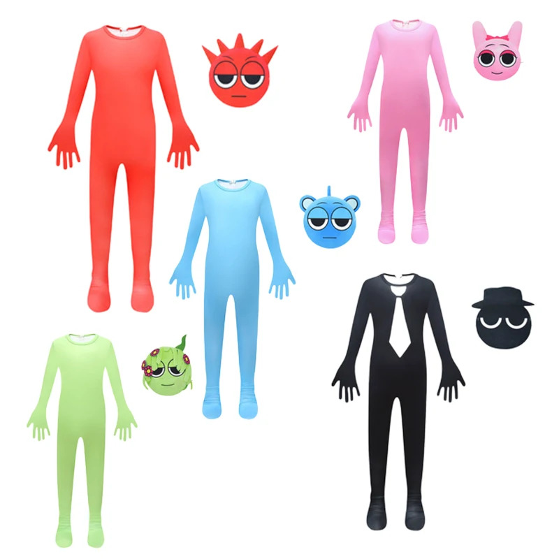 Party Games Youtube - ชุดคอสเพลย์ตัวละครเกม Incredibox Sprunki แบบเต็มตัว พร้อมหน้ากาก ผ้าเนื้อนุ่ม