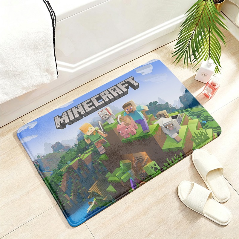 Party Games Good - พรมปูพื้นผ้าสักหลาดลาย Minecraft นุ่ม ดูดซับน้ำได้ดี กันลื่น ลายการ์ตูนน่ารัก