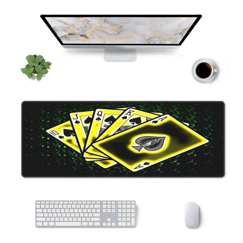Party Games Entertainer - แผ่นรองเล่นโป๊กเกอร์เท็กซัสโฮลเอ็มขนาดใหญ่ 120x60 ซม. ทำจากยางกันลื่น สำหรับโต๊ะโป๊กเกอร์ อุปกรณ์เสริมสำหรับงานปาร์ตี้และเกมส์