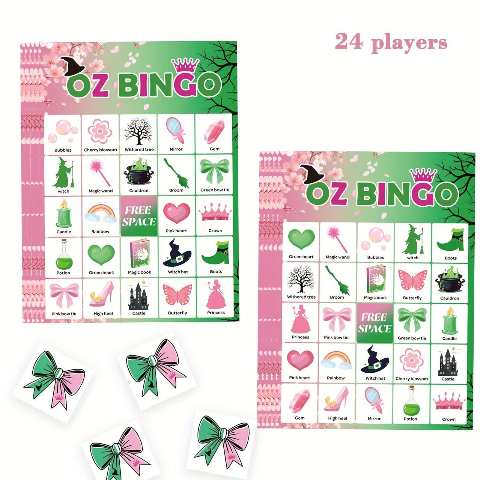 Party Games Kids And Adults - เกมบิงโกฮาโลวีนสำหรับเด็กผู้ใหญ่ 24 ใบ ชุดเกมปาร์ตี้แม่มดสำหรับกิจกรรมฮาโลวีน Trick or