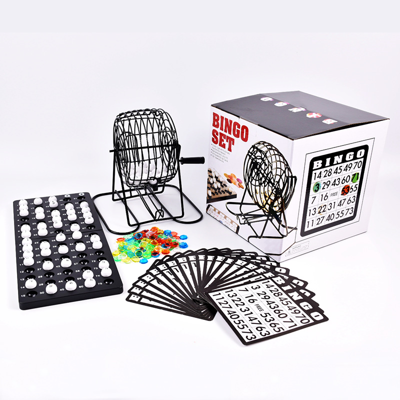 Party Games Large Groups - ชุดเครื่องจับรางวัลบิงโกเหล็ก สำหรับเล่นเกมบิงโก งานเลี้ยงสังสรรค์สำหรับผู้ใหญ่ ครอบครัว กลุ่มคนจำนวนมาก เกมกระดานบนโต๊ะ